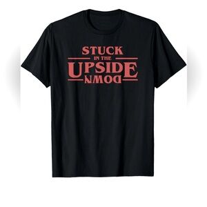 NWT Stuck in The Upside Down Black Graphic T-Shirt with Red Print Women’s XS